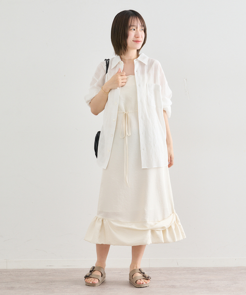 U by SPICK&SPAN(ユーバイスピックアンドスパン)の「Atelier Edition/アトリエ エディション FLOUNCE DETAIL DRESS(ワンピース・レディース・ブラウン/アイボリー・MEDIUM)」の4枚目の写真