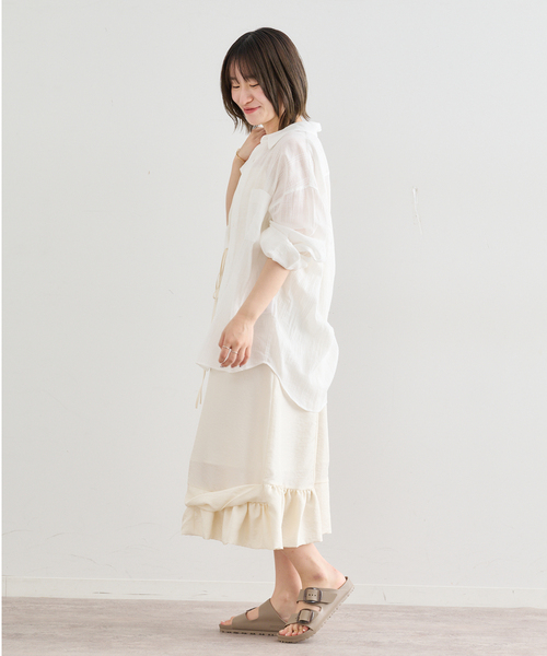 U by SPICK&SPAN(ユーバイスピックアンドスパン)の「Atelier Edition/アトリエ エディション FLOUNCE DETAIL DRESS(ワンピース・レディース・ブラウン/アイボリー・MEDIUM)」の5枚目の写真