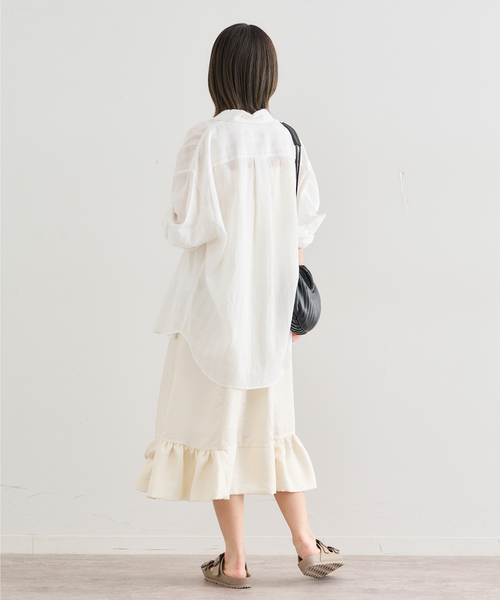 U by SPICK&SPAN(ユーバイスピックアンドスパン)の「Atelier Edition/アトリエ エディション FLOUNCE DETAIL DRESS(ワンピース・レディース・ブラウン/アイボリー・MEDIUM)」の6枚目の写真