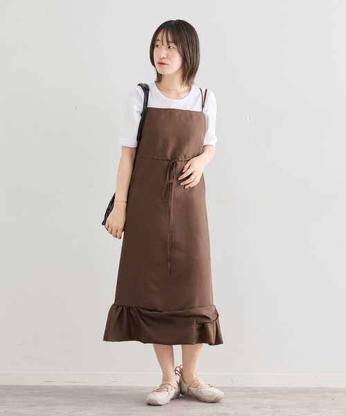 U by SPICK&SPAN(ユーバイスピックアンドスパン)の「Atelier Edition/アトリエ エディション FLOUNCE DETAIL DRESS(ワンピース・レディース・ブラウン/アイボリー・MEDIUM)」の9枚目の写真