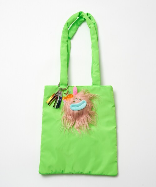 cheek(BAG)(チーク)の「【cheek】neon monster tote ネオンモンスター フラット トートバッグ サステナブル エコバッグ(トートバッグ・レディース・ピンク/グリーン/オレンジ/イエロー・フリー)」の2枚目の写真