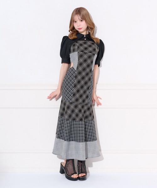 apres jour(アプレジュール)の「サイドカット切り替えチェックキャミワンピース(ワンピース・レディース・ブラウン系その他/ブラック系その他・MEDIUM/SMALL/X-LARGE)」の2枚目の写真