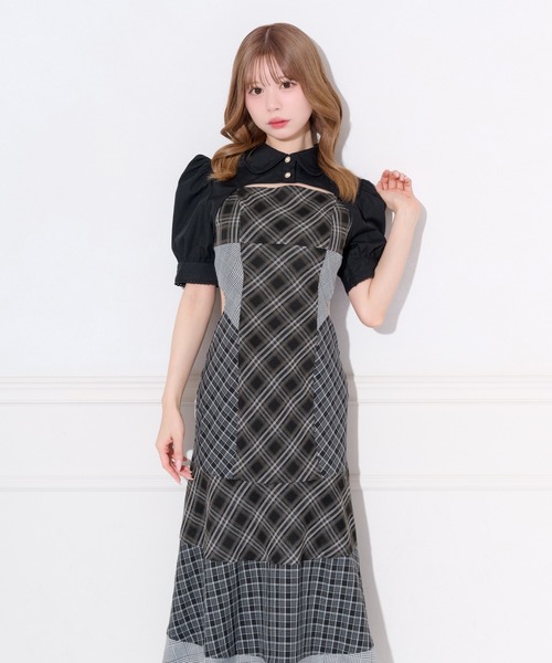 apres jour(アプレジュール)の「サイドカット切り替えチェックキャミワンピース(ワンピース・レディース・ブラウン系その他/ブラック系その他・MEDIUM/SMALL/X-LARGE)」の3枚目の写真