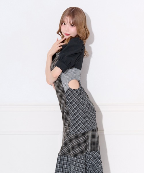 apres jour(アプレジュール)の「サイドカット切り替えチェックキャミワンピース(ワンピース・レディース・ブラウン系その他/ブラック系その他・MEDIUM/SMALL/X-LARGE)」の6枚目の写真