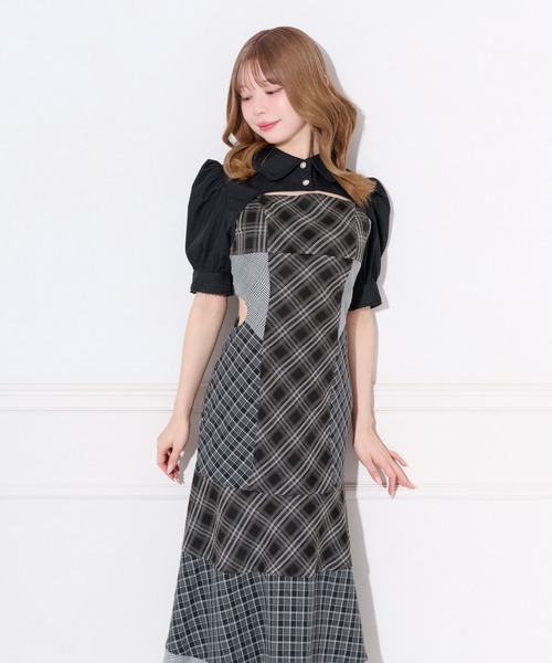 apres jour(アプレジュール)の「サイドカット切り替えチェックキャミワンピース(ワンピース・レディース・ブラウン系その他/ブラック系その他・MEDIUM/SMALL/X-LARGE)」の4枚目の写真
