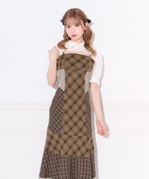 apres jour(アプレジュール)の「サイドカット切り替えチェックキャミワンピース(ワンピース・レディース・ブラウン系その他/ブラック系その他・MEDIUM/SMALL/X-LARGE)」の9枚目の写真