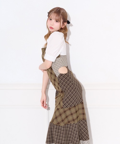apres jour(アプレジュール)の「サイドカット切り替えチェックキャミワンピース(ワンピース・レディース・ブラウン系その他/ブラック系その他・MEDIUM/SMALL/X-LARGE)」の11枚目の写真