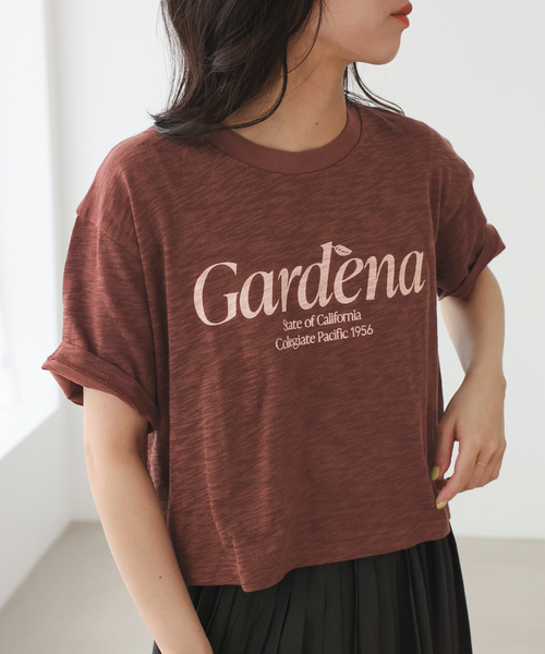 Collegiate Pacific(カレッジエイトパシフィック)の「Collegiate Pacific/カレッジエイト パシフィック SLOBE別注 ショートTシャツ(Tシャツ/カットソー・レディース・ボルドー/ホワイト/チャコールグレー・FREE)」の3枚目の写真