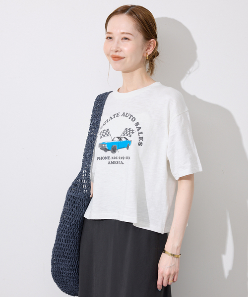 Collegiate Pacific(カレッジエイトパシフィック)の「Collegiate Pacific/カレッジエイト パシフィック SLOBE別注 ショートTシャツ(Tシャツ/カットソー・レディース・ボルドー/ホワイト/チャコールグレー・FREE)」の9枚目の写真