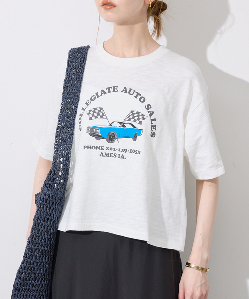 Collegiate Pacific(カレッジエイトパシフィック)の「Collegiate Pacific/カレッジエイト パシフィック SLOBE別注 ショートTシャツ(Tシャツ/カットソー・レディース・ボルドー/ホワイト/チャコールグレー・FREE)」の12枚目の写真