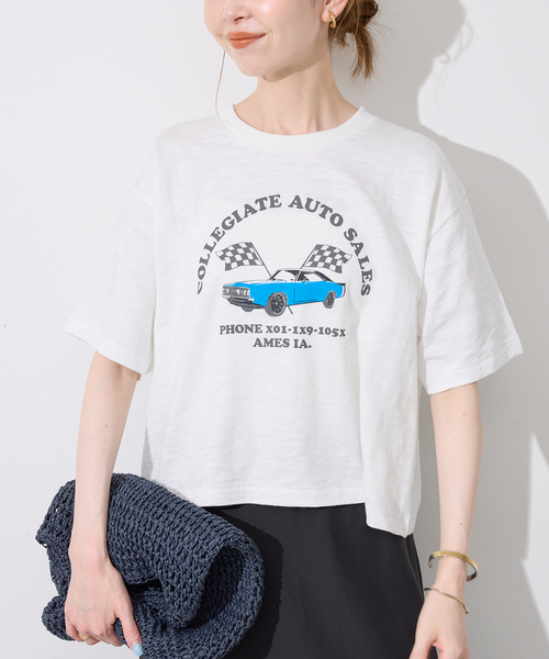 Collegiate Pacific(カレッジエイトパシフィック)の「Collegiate Pacific/カレッジエイト パシフィック SLOBE別注 ショートTシャツ(Tシャツ/カットソー・レディース・ボルドー/ホワイト/チャコールグレー・FREE)」の13枚目の写真