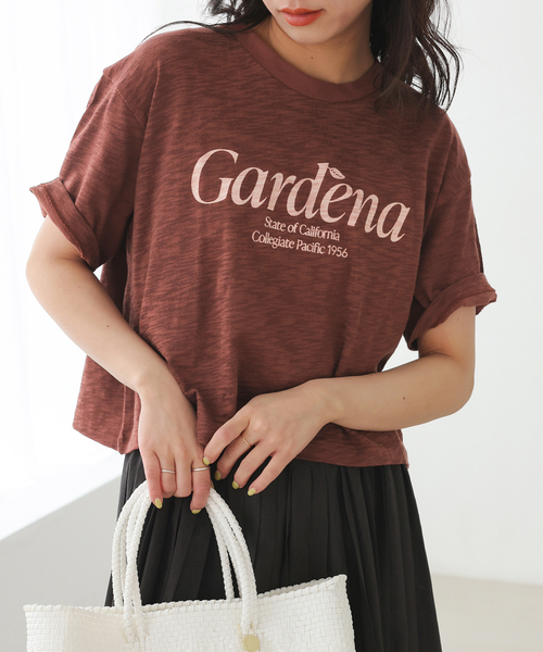 Collegiate Pacific(カレッジエイトパシフィック)の「Collegiate Pacific/カレッジエイト パシフィック SLOBE別注 ショートTシャツ(Tシャツ/カットソー・レディース・ボルドー/ホワイト/チャコールグレー・FREE)」の18枚目の写真