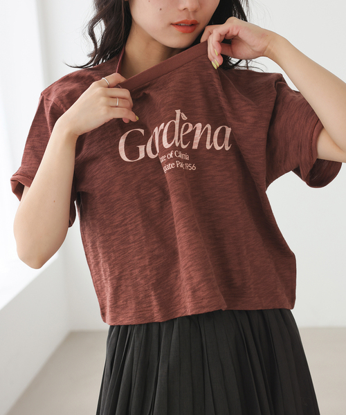 Collegiate Pacific(カレッジエイトパシフィック)の「Collegiate Pacific/カレッジエイト パシフィック SLOBE別注 ショートTシャツ(Tシャツ/カットソー・レディース・ボルドー/ホワイト/チャコールグレー・FREE)」の19枚目の写真
