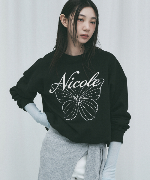 NICK&NICOLE(ニックアンドニコール)の「NICOLE BUTTERFLY SWEATSHIRT_BLACK CREAM(スウェット・レディース・その他・FREE)」の1枚目の写真
