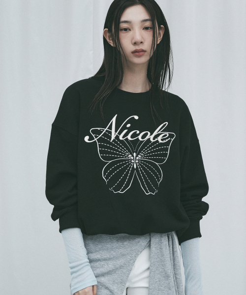 NICK&NICOLE(ニックアンドニコール)の「NICOLE BUTTERFLY SWEATSHIRT_BLACK CREAM(スウェット・レディース・その他・FREE)」の2枚目の写真