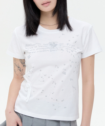 Glittered Spiral Ruched Top [White]
