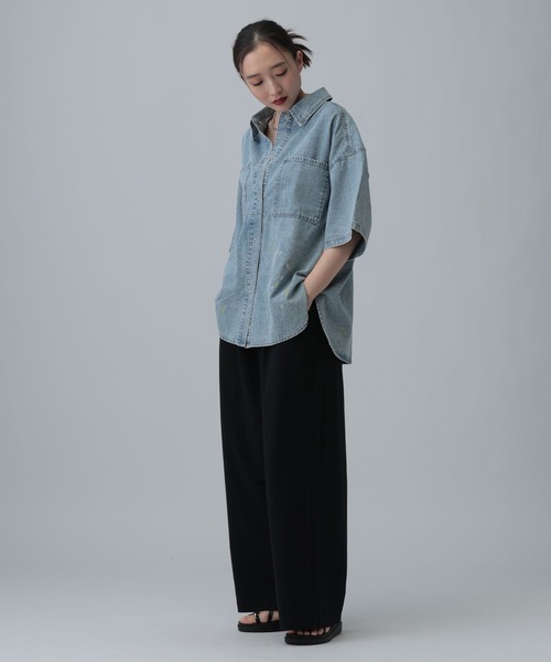 LEPSIM（レプシィム）の「ミニ裏毛ストレートパンツ　675130（その他パンツ・レディース・グレー/ブラック・MEDIUM/LARGE）」の4枚目の写真