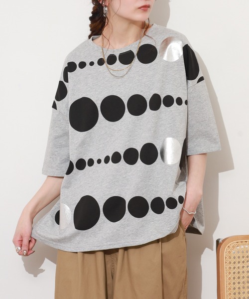 BARNDOOR(バーンドア)の「20/-天竺 ドット箔プリントT 26SS 半袖(Tシャツ/カットソー・レディース・ホワイト系その他2/ホワイト系2/ホワイト系その他3/ホワイト系3/グレー系3/グレー系2・FREE)」の6枚目の写真