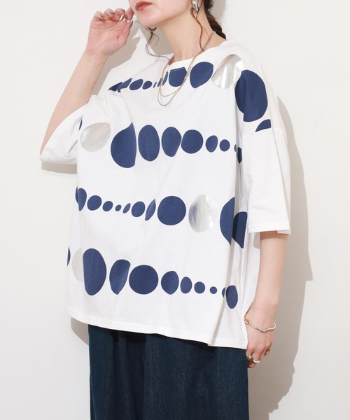 BARNDOOR(バーンドア)の「20/-天竺 ドット箔プリントT 26SS 半袖(Tシャツ/カットソー・レディース・ホワイト系その他2/ホワイト系2/ホワイト系その他3/ホワイト系3/グレー系3/グレー系2・FREE)」の3枚目の写真