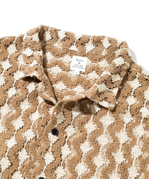 Revo.（レボ）の「Revo./レヴォ　クロシェライクパターン SSシャツ（シャツ/ブラウス・メンズ・ブラック/モカ・LARGE/MEDIUM）」の8枚目の写真