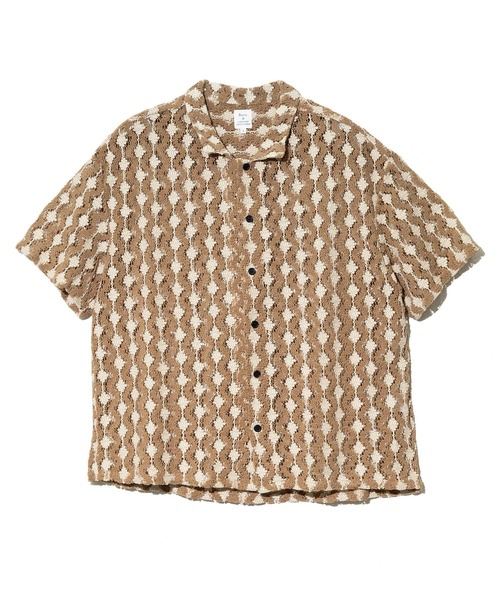 Revo.（レボ）の「Revo./レヴォ　クロシェライクパターン SSシャツ（シャツ/ブラウス・メンズ・ブラック/モカ・LARGE/MEDIUM）」の4枚目の写真