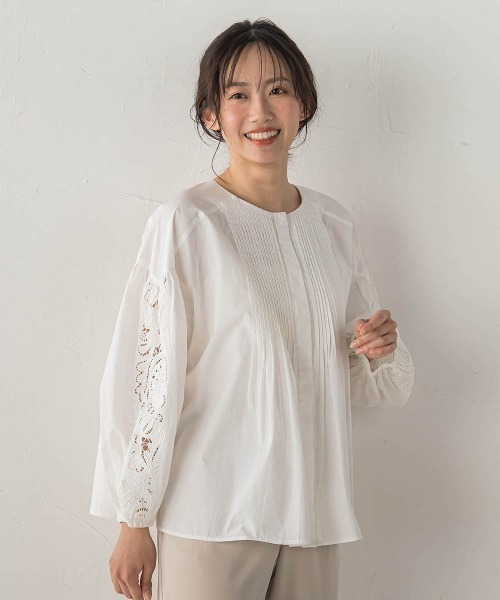 Droite lautreamont(ドロワットロートレアモン)の「フラワーエンブロイダリーブラウス(シャツ/ブラウス・レディース・オフホワイト・M)」の1枚目の写真