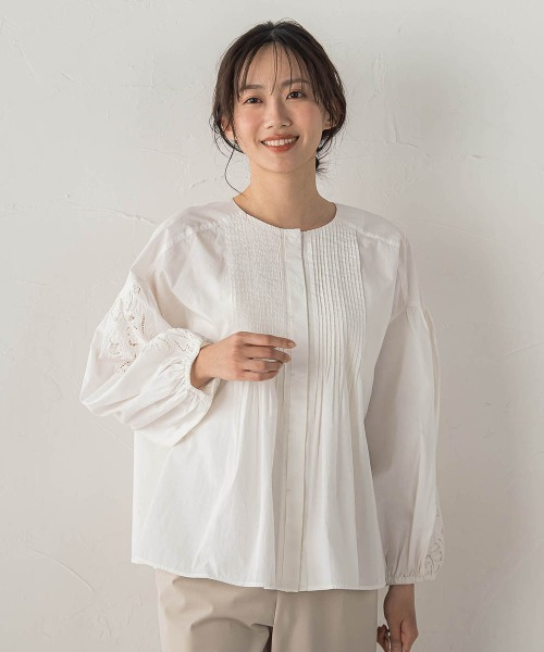 Droite lautreamont(ドロワットロートレアモン)の「フラワーエンブロイダリーブラウス(シャツ/ブラウス・レディース・オフホワイト・M)」の4枚目の写真