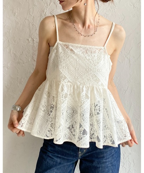 She's Closet(シーズクローゼット)の「花柄 ブロックレース キャミソール ビスチェ ワイドパンツ セットアップ(セットアップ・レディース・アイボリー/ブラック/ベージュ・FREE)」の13枚目の写真