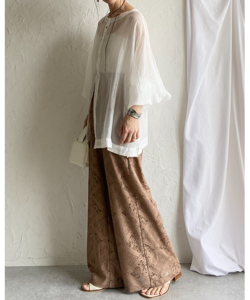 She's Closet(シーズクローゼット)の「花柄 ブロックレース キャミソール ビスチェ ワイドパンツ セットアップ(セットアップ・レディース・アイボリー/ブラック/ベージュ・FREE)」の21枚目の写真
