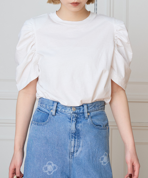CURRENTAGE(カレンテージ)の「《追加/接触冷感》CURRENTAGE カレンテージ puff tee(Tシャツ/カットソー・レディース・ブラック/ホワイト・FREE)」の7枚目の写真
