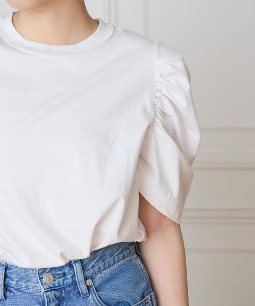 CURRENTAGE(カレンテージ)の「《追加/接触冷感》CURRENTAGE カレンテージ puff tee(Tシャツ/カットソー・レディース・ブラック/ホワイト・FREE)」の11枚目の写真