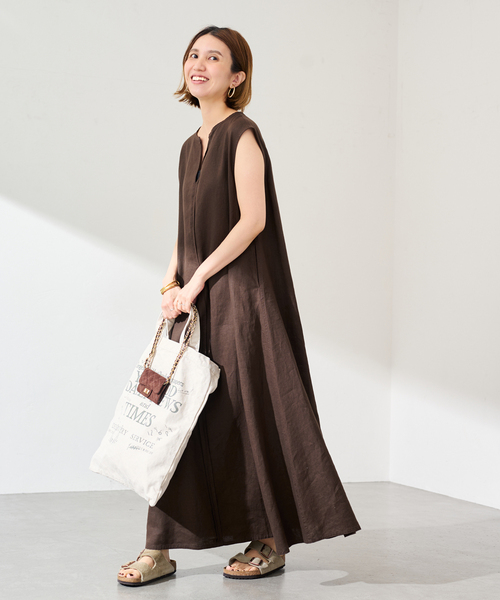 FRAMeWORK（フレームワーク）の「LINEN フレアワンピース（ワンピース・レディース・ブラック/グリーン/ブラウン・38/36）」の15枚目の写真