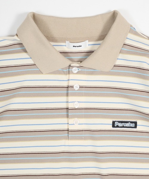 Perushu（ペルーシュ）の「ONEPOINT RETRO MULTI BORDER POLO／ワンポイントレトロマルチボーダーポロ（ポロシャツ・メンズ・ネイビー/アイボリー/ブラック・MEDIUM/LARGE/SMALL）」の21枚目の写真