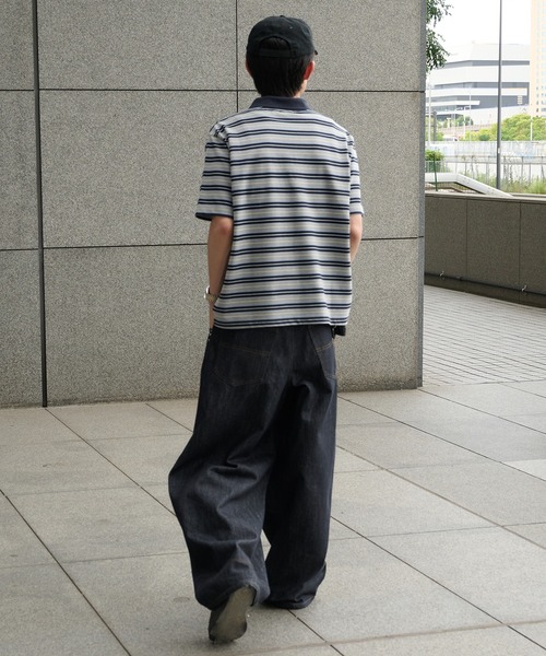 Perushu（ペルーシュ）の「ONEPOINT RETRO MULTI BORDER POLO／ワンポイントレトロマルチボーダーポロ（ポロシャツ・メンズ・ネイビー/アイボリー/ブラック・MEDIUM/LARGE/SMALL）」の12枚目の写真