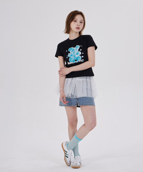 DYSFUNCT（ディスファンクト）の「COTTON CANDY BEAR SEMI CROP T-SHIRT(BLACK/BLUE)（Tシャツ/カットソー・レディース・その他・SMALL/MEDIUM）」の2枚目の写真