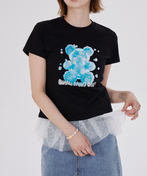 DYSFUNCT（ディスファンクト）の「COTTON CANDY BEAR SEMI CROP T-SHIRT(BLACK/BLUE)（Tシャツ/カットソー・レディース・その他・SMALL/MEDIUM）」の3枚目の写真
