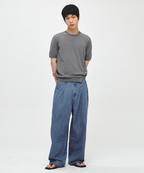 INTEMPOMOOD(インテンポムード)の「ドライリネンブレンドワイドパンツ_ライトブルー(その他パンツ・メンズ・スカイブルー・MEDIUM/LARGE/X-LARGE)」の5枚目の写真