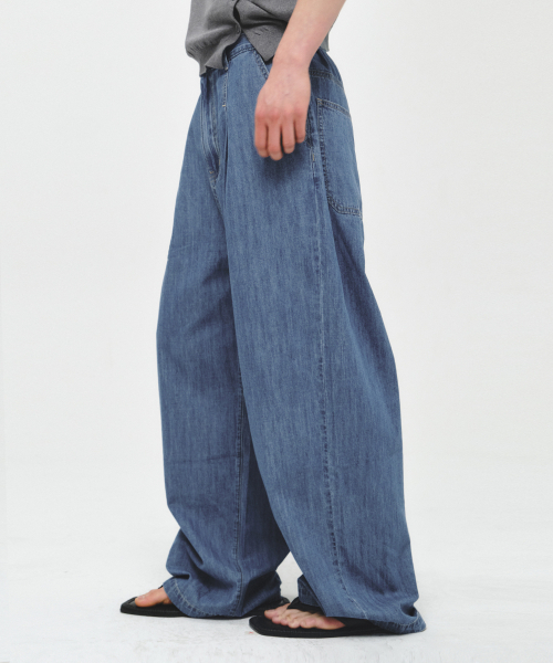 INTEMPOMOOD(インテンポムード)の「ドライリネンブレンドワイドパンツ_ライトブルー(その他パンツ・メンズ・スカイブルー・MEDIUM/LARGE/X-LARGE)」の6枚目の写真