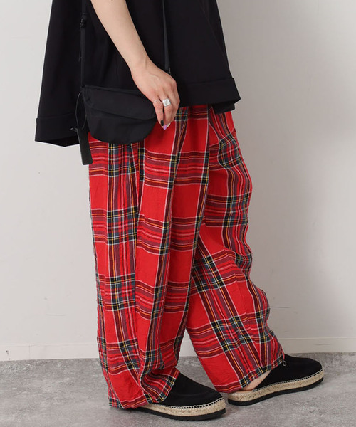 JOURNAL STANDARD LUXE（ジャーナルスタンダード　ラックス）の「リネンチェック イージータックパンツ（その他パンツ・レディース・バーガンディー/レッド・FREE）」の3枚目の写真