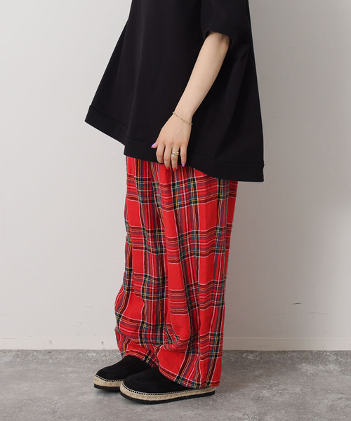 JOURNAL STANDARD LUXE（ジャーナルスタンダード　ラックス）の「リネンチェック イージータックパンツ（その他パンツ・レディース・バーガンディー/レッド・FREE）」の6枚目の写真