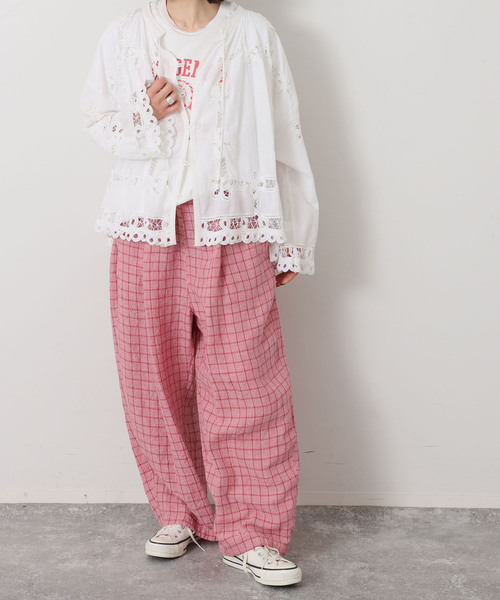 JOURNAL STANDARD LUXE（ジャーナルスタンダード　ラックス）の「リネンチェック イージータックパンツ（その他パンツ・レディース・バーガンディー/レッド・FREE）」の9枚目の写真