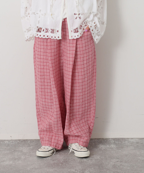 JOURNAL STANDARD LUXE（ジャーナルスタンダード　ラックス）の「リネンチェック イージータックパンツ（その他パンツ・レディース・バーガンディー/レッド・FREE）」の10枚目の写真