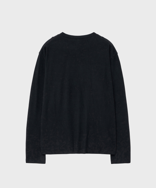 NOIRER(ノイア)の「リブヘンリーネックロングスリーブTシャツ(ブラック)(Tシャツ/カットソー・メンズ・その他・48/50/52)」の3枚目の写真
