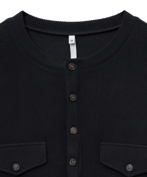 NOIRER(ノイア)の「リブヘンリーネックロングスリーブTシャツ(ブラック)(Tシャツ/カットソー・メンズ・その他・48/50/52)」の4枚目の写真