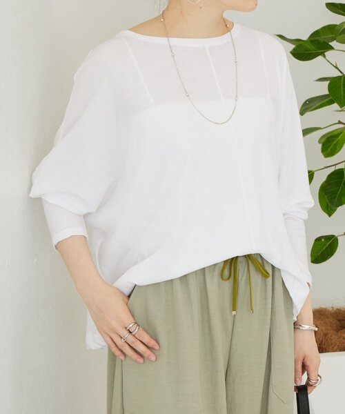 BEARDSLEY(ビアズリー)の「強撚ドルマンTee(Tシャツ/カットソー・レディース・ホワイト/ブラック・FREE)」の3枚目の写真