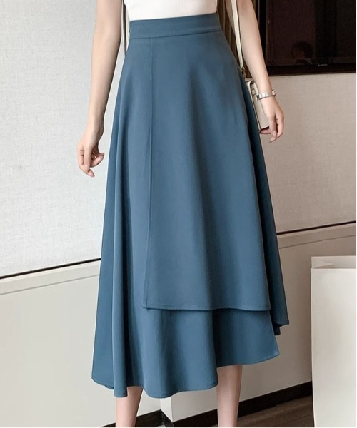 &soiree(アンドソワレ)の「アシンメトリーラップフレアスカート(スカート・レディース・ブルー/ブラック・SMALL/X-SMALL/X-LARGE/LARGE/MEDIUM)」の1枚目の写真