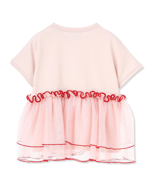 Piet(ピエット)の「チュールドッキング ロゴTシャツ(Tシャツ/カットソー・キッズ・オフホワイト/ピンク/チャコールグレー・100/120/110/130)」の11枚目の写真