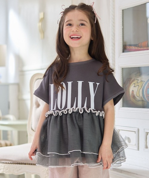 Piet(ピエット)の「チュールドッキング ロゴTシャツ(Tシャツ/カットソー・キッズ・オフホワイト/ピンク/チャコールグレー・100/120/110/130)」の3枚目の写真