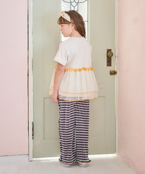 Piet(ピエット)の「チュールドッキング ロゴTシャツ(Tシャツ/カットソー・キッズ・オフホワイト/ピンク/チャコールグレー・100/120/110/130)」の16枚目の写真