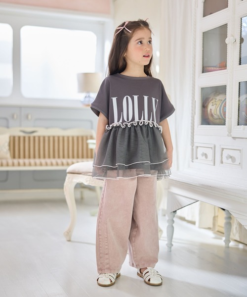 Piet(ピエット)の「チュールドッキング ロゴTシャツ(Tシャツ/カットソー・キッズ・オフホワイト/ピンク/チャコールグレー・100/120/110/130)」の8枚目の写真